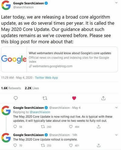 Google搜索2020年5月核心算法更新_搜索优化