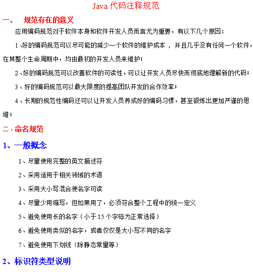Java代码注释规范 中文